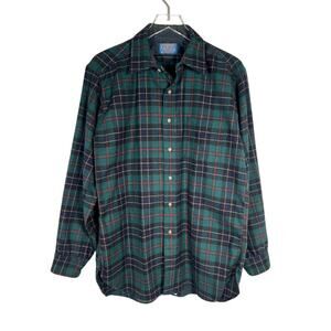 Vintage Pendleton Men's Wool Button-Down Shirt L Tartan Plaid Long Sleeve